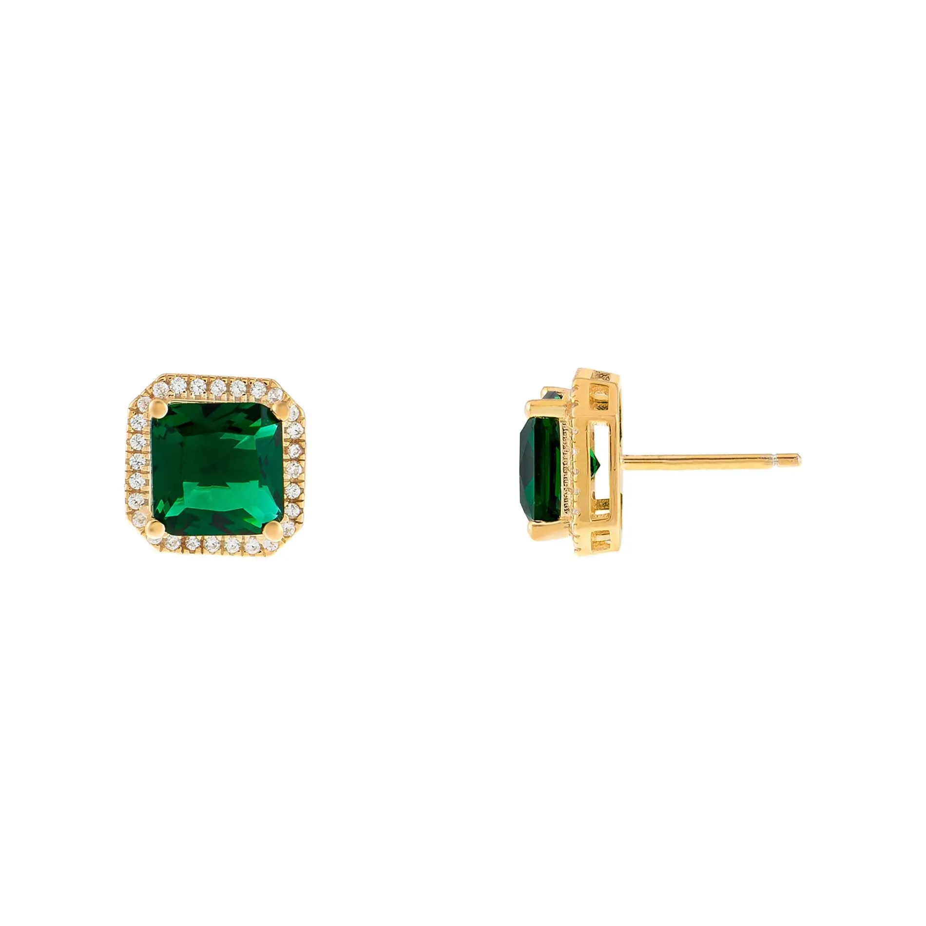 CZ Colored Illusion Square Stud Earring