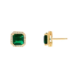CZ Colored Illusion Square Stud Earring