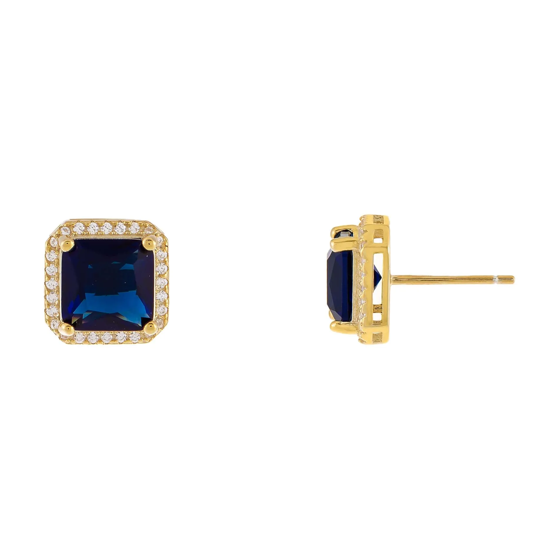 CZ Colored Illusion Square Stud Earring