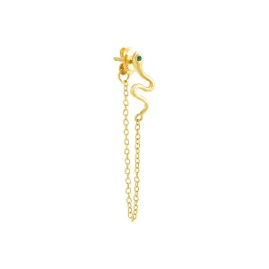 CZ Snake Front Back Chain Stud Earring