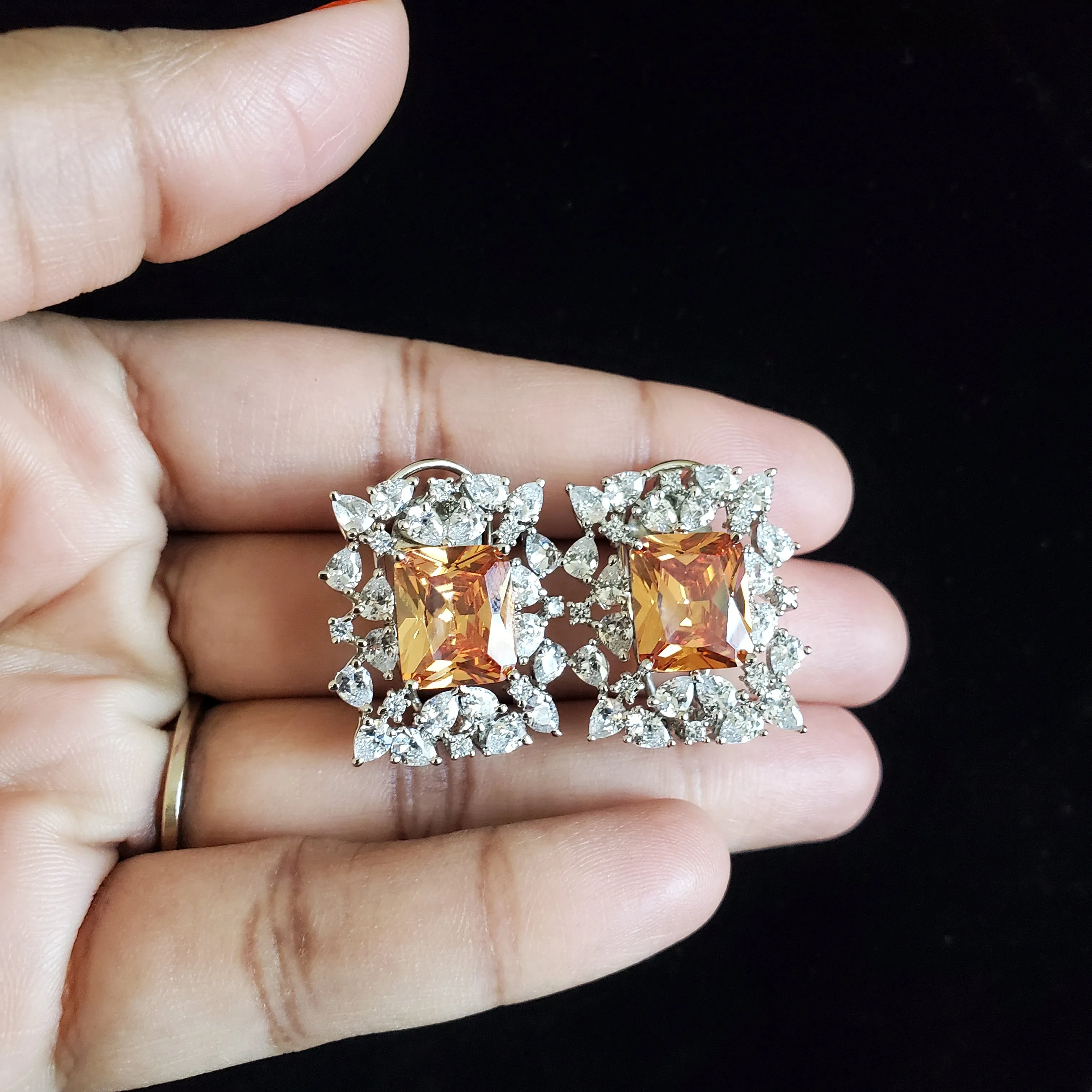 Cz Tops With Rhodium Plating champagne