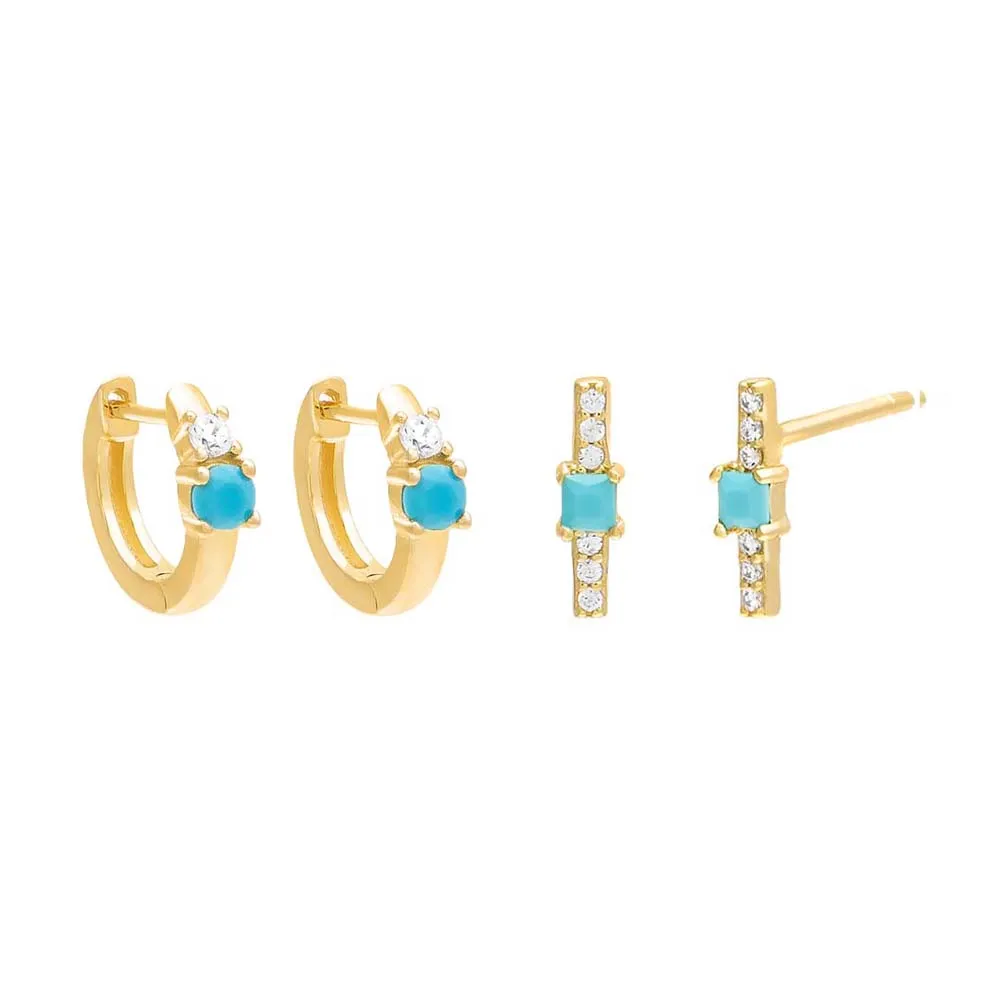 CZ x Colored Earring Combo Set