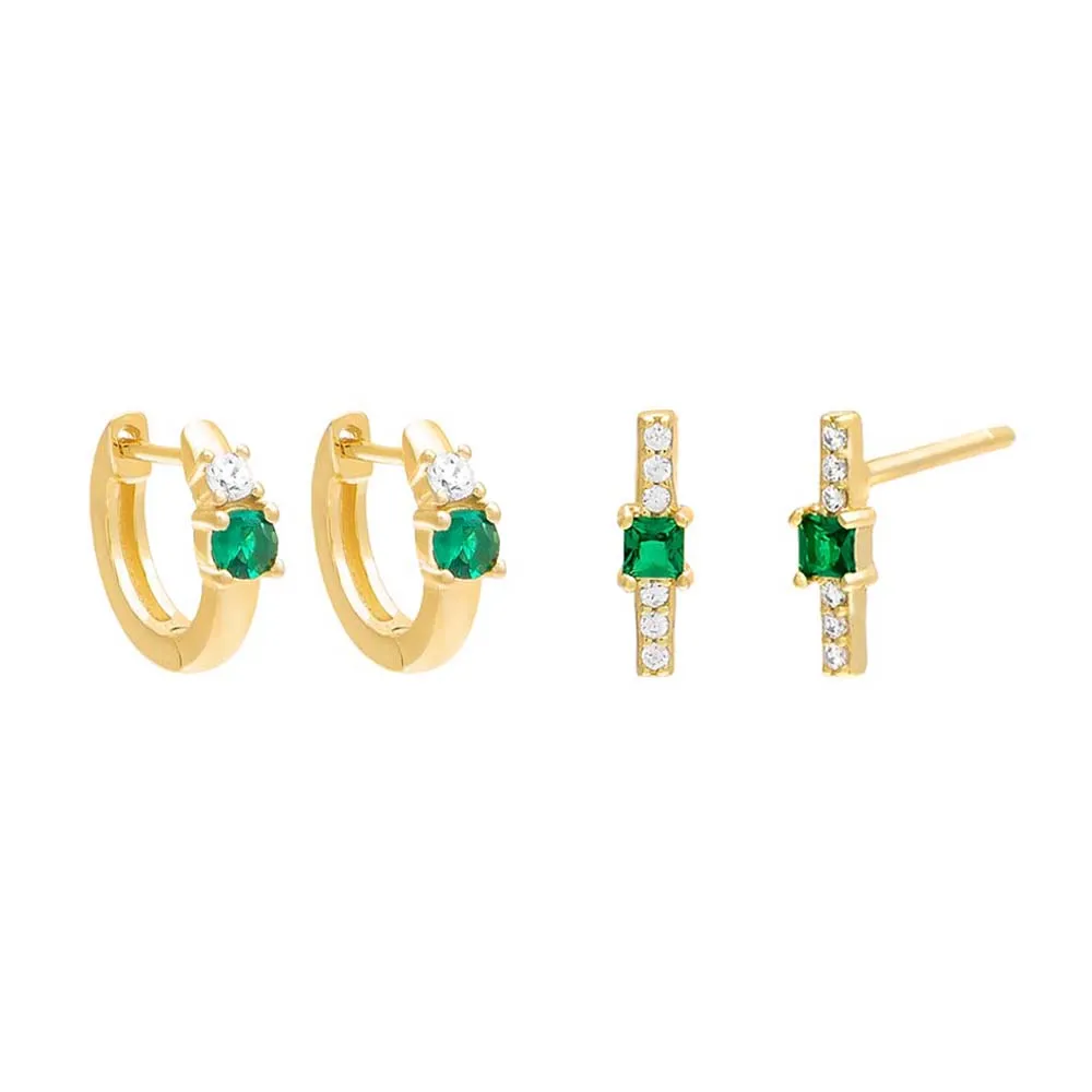 CZ x Colored Earring Combo Set