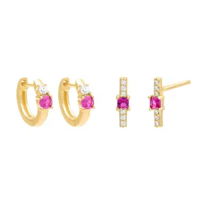 CZ x Colored Earring Combo Set