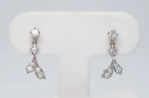 DAINTY VINTAGE GOLD AND PLATINUM DIAMOND EARRINGS
