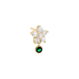 Dangling CZ Flower Stud Earring