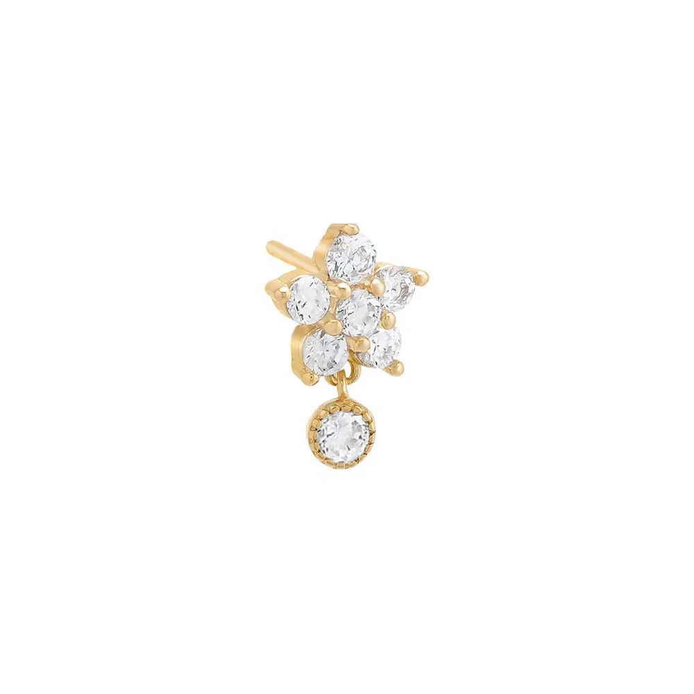 Dangling CZ Flower Stud Earring
