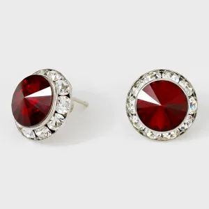 Dark Red Austrian Crystal Round Stud Earrings | 5/8" | 114229