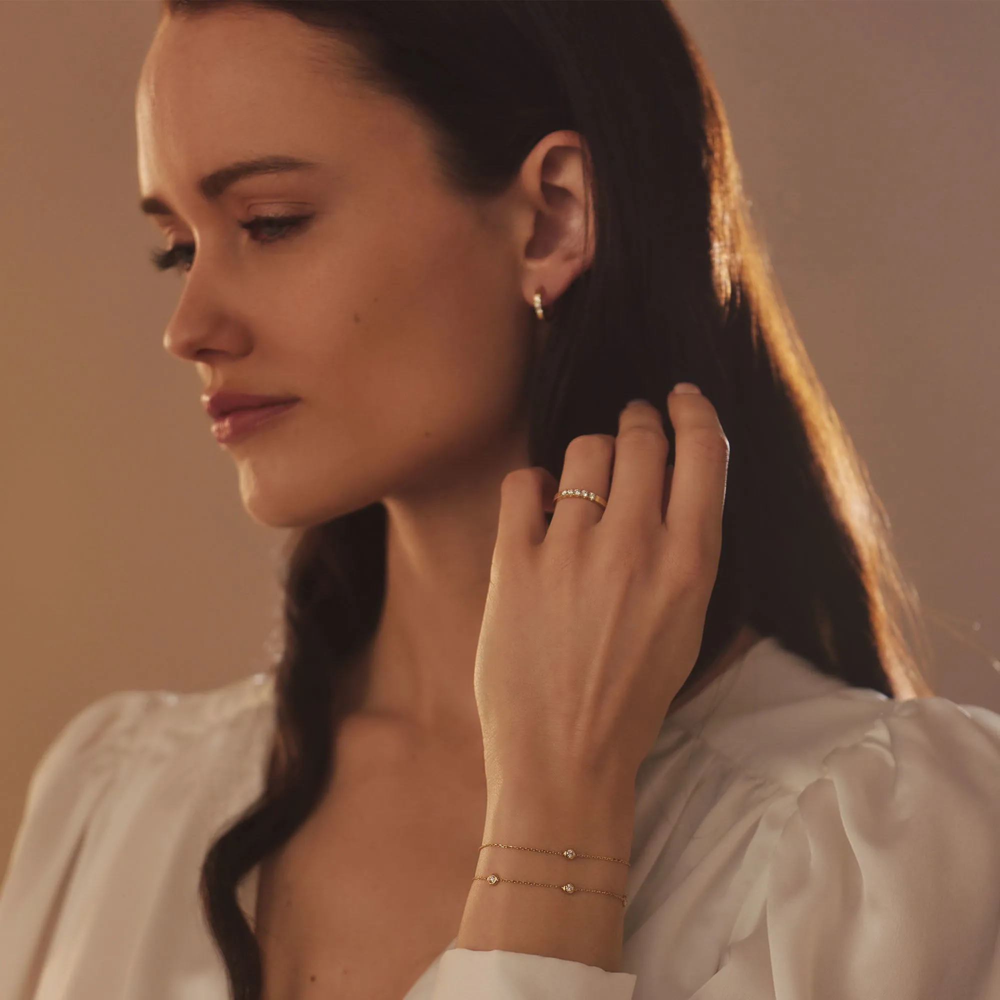 De la Paix Madeline 14 karat gold hoop earrings with diamond 0.15 carat