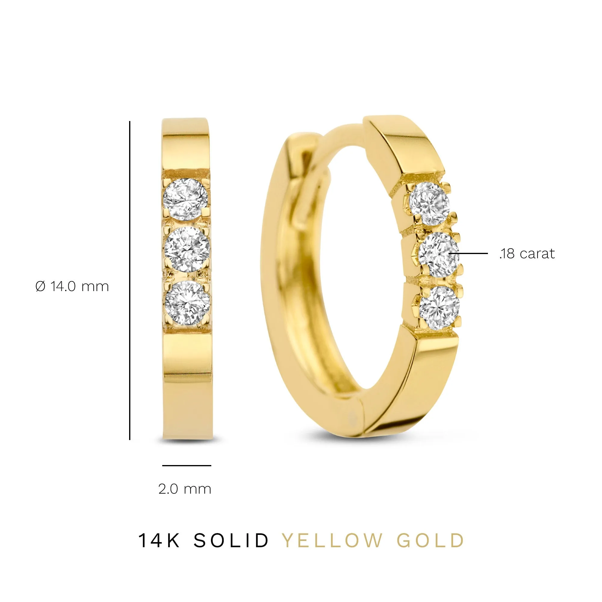 De la Paix Madeline 14 karat gold hoop earrings with diamond 0.15 carat