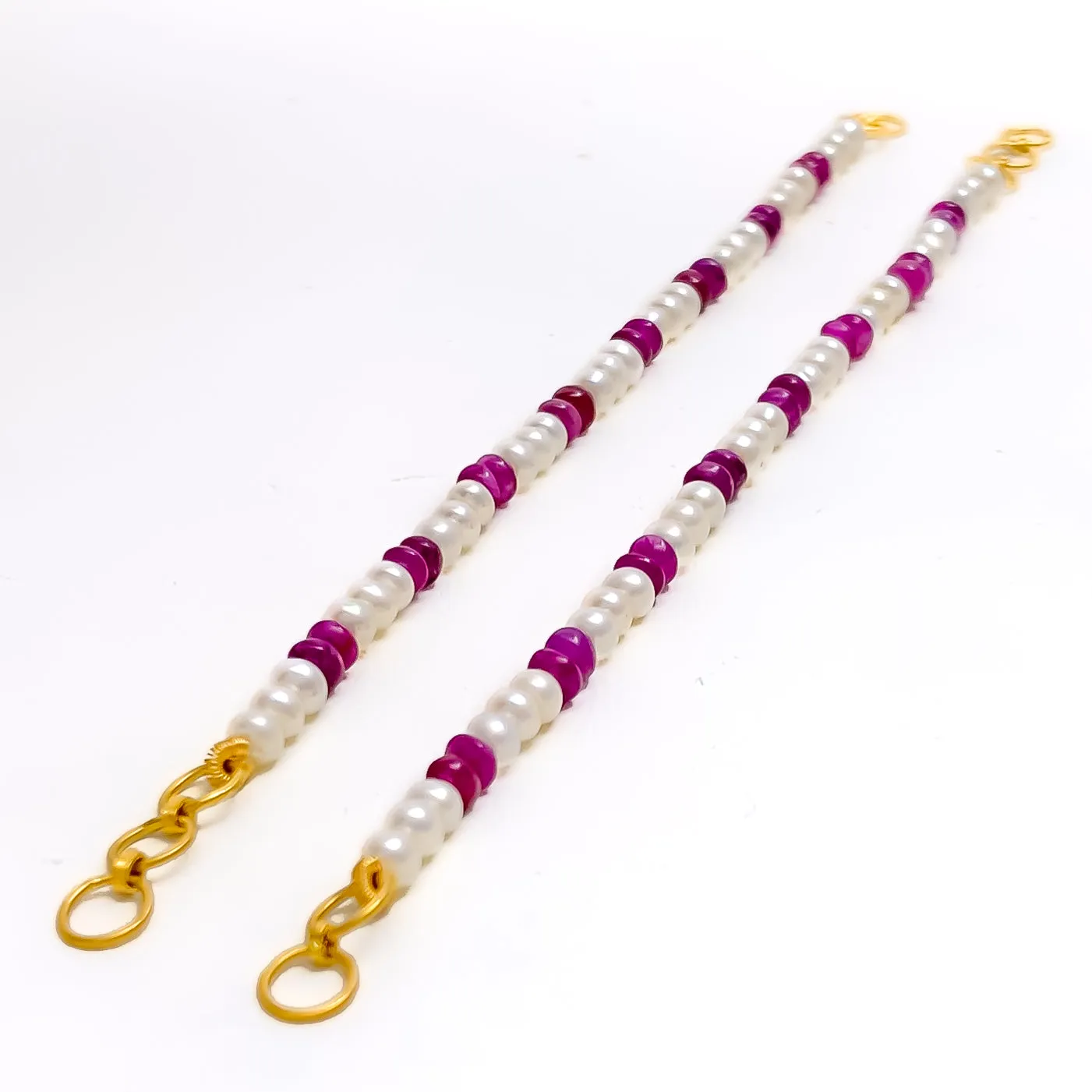 Decadent Alternating 22k Gold Pearl Earrings Support Chain