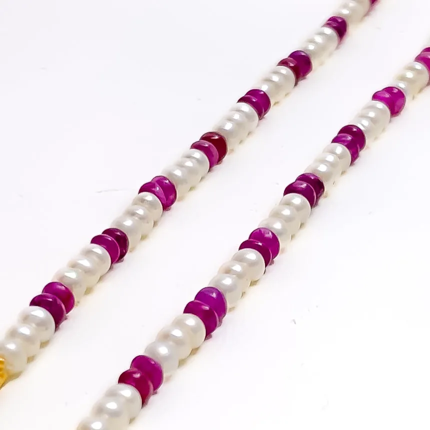 Decadent Alternating 22k Gold Pearl Earrings Support Chain