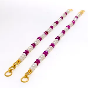 Decadent Alternating 22k Gold Pearl Earrings Support Chain
