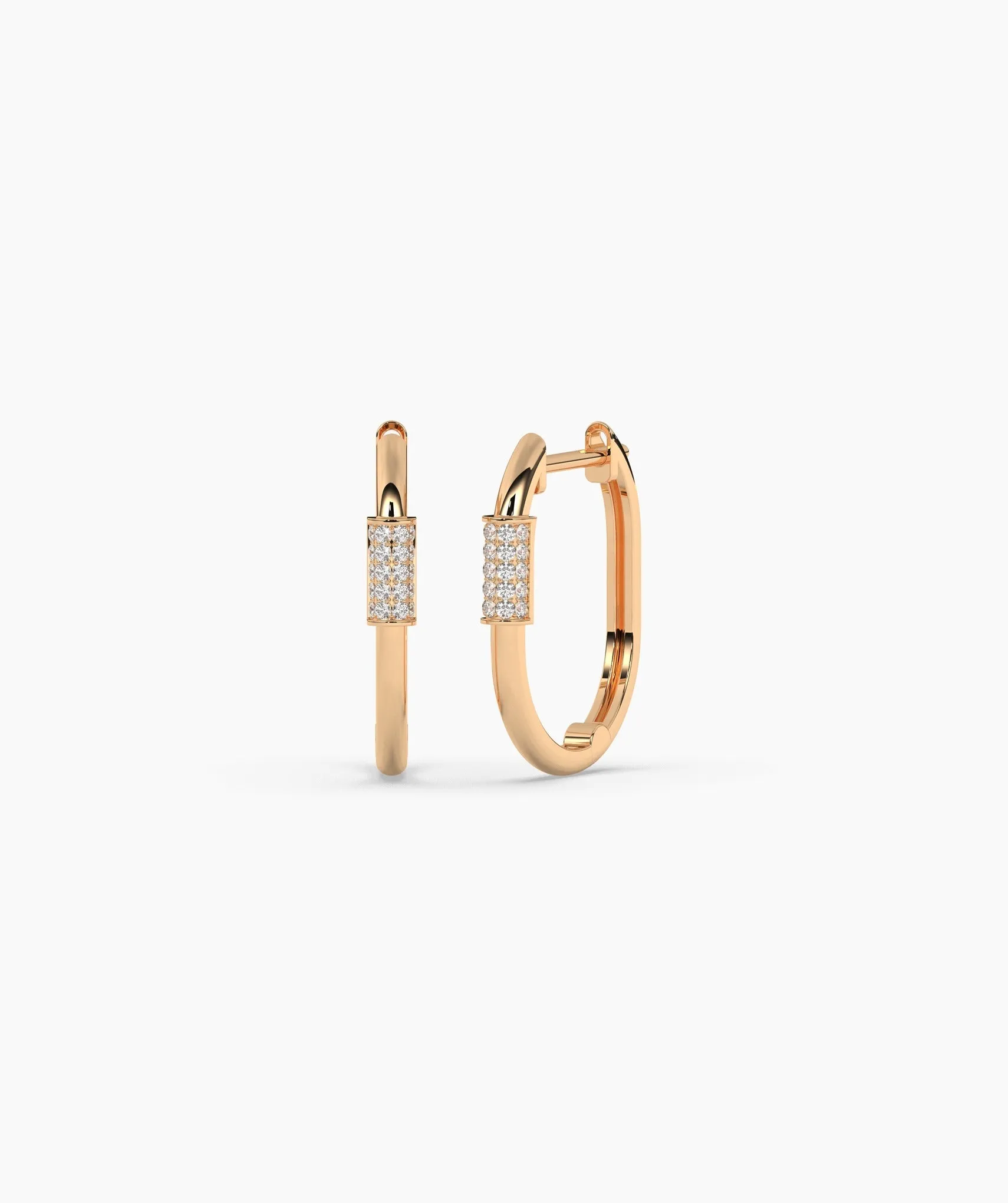 Diamond-Accented Gold Hoops