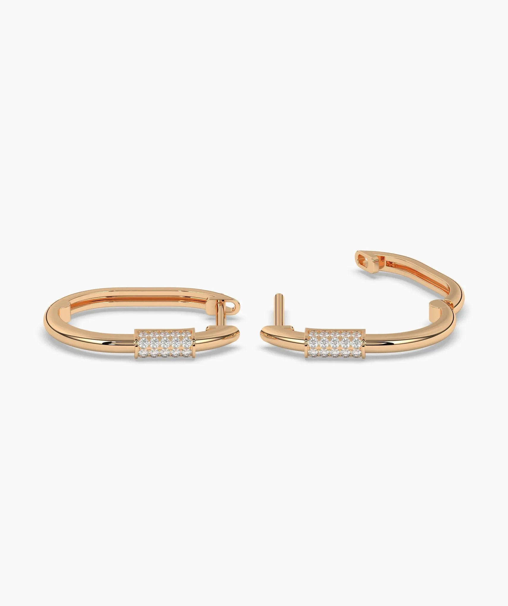 Diamond-Accented Gold Hoops