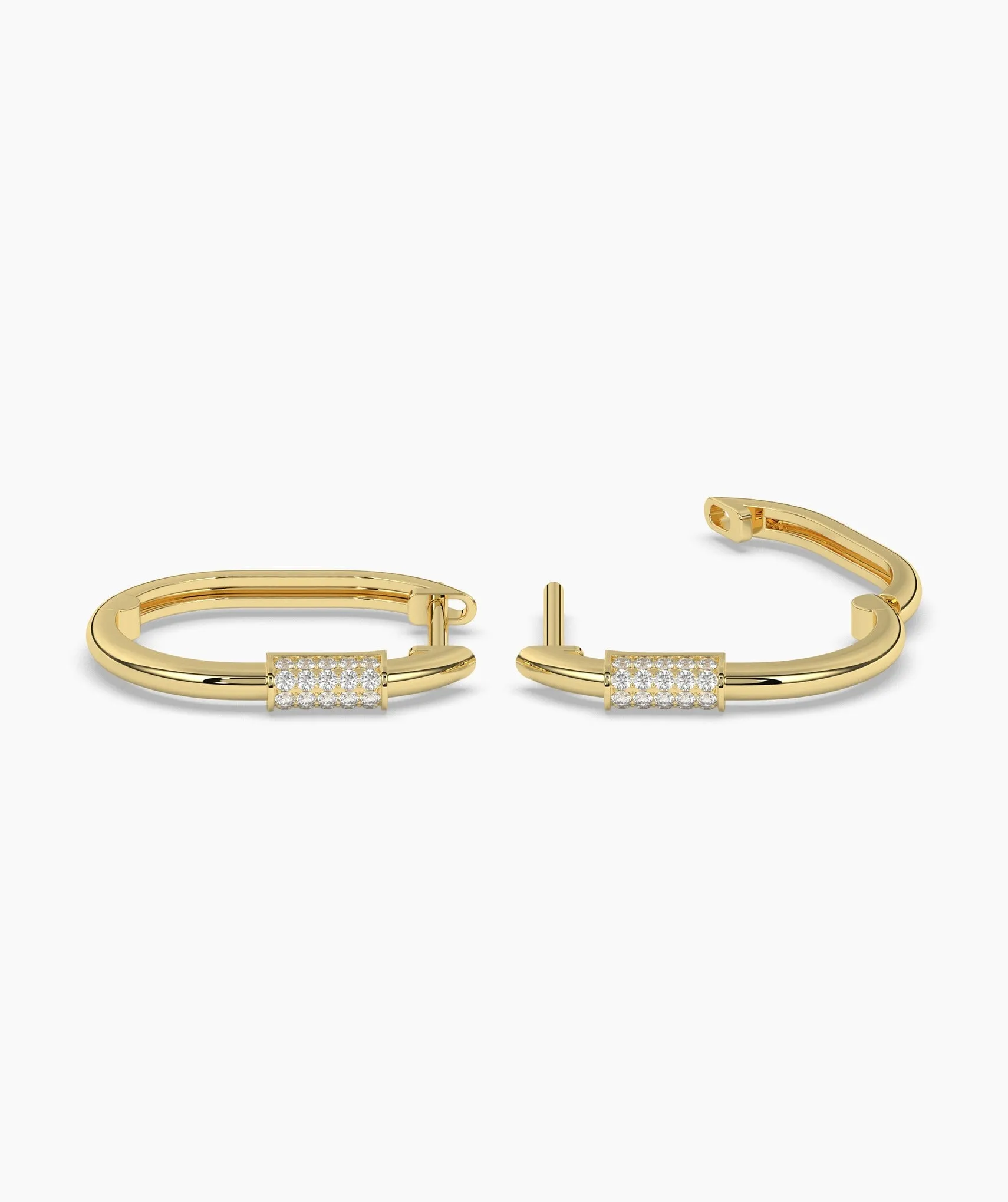 Diamond-Accented Gold Hoops