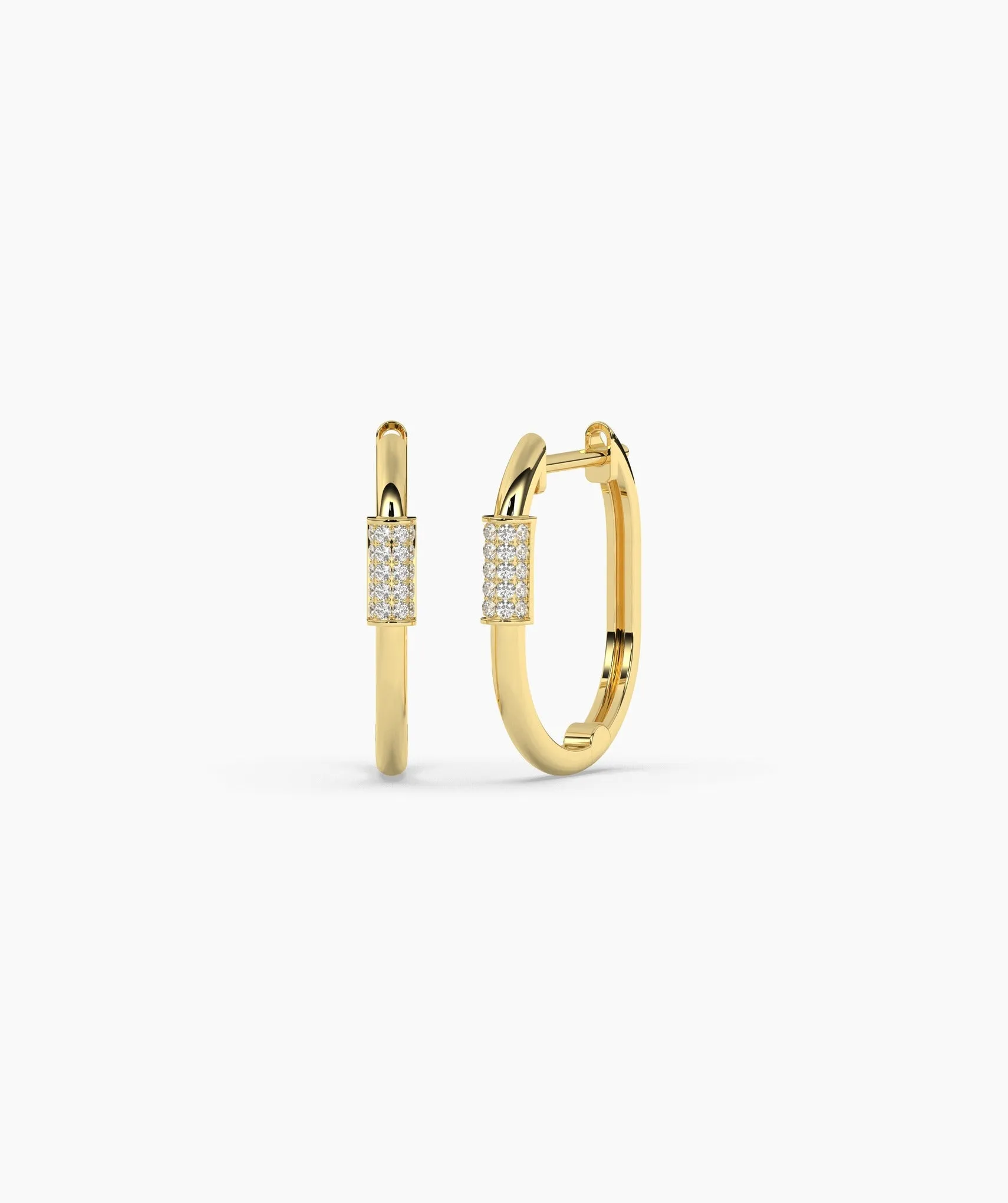 Diamond-Accented Gold Hoops
