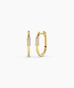 Diamond-Accented Gold Hoops