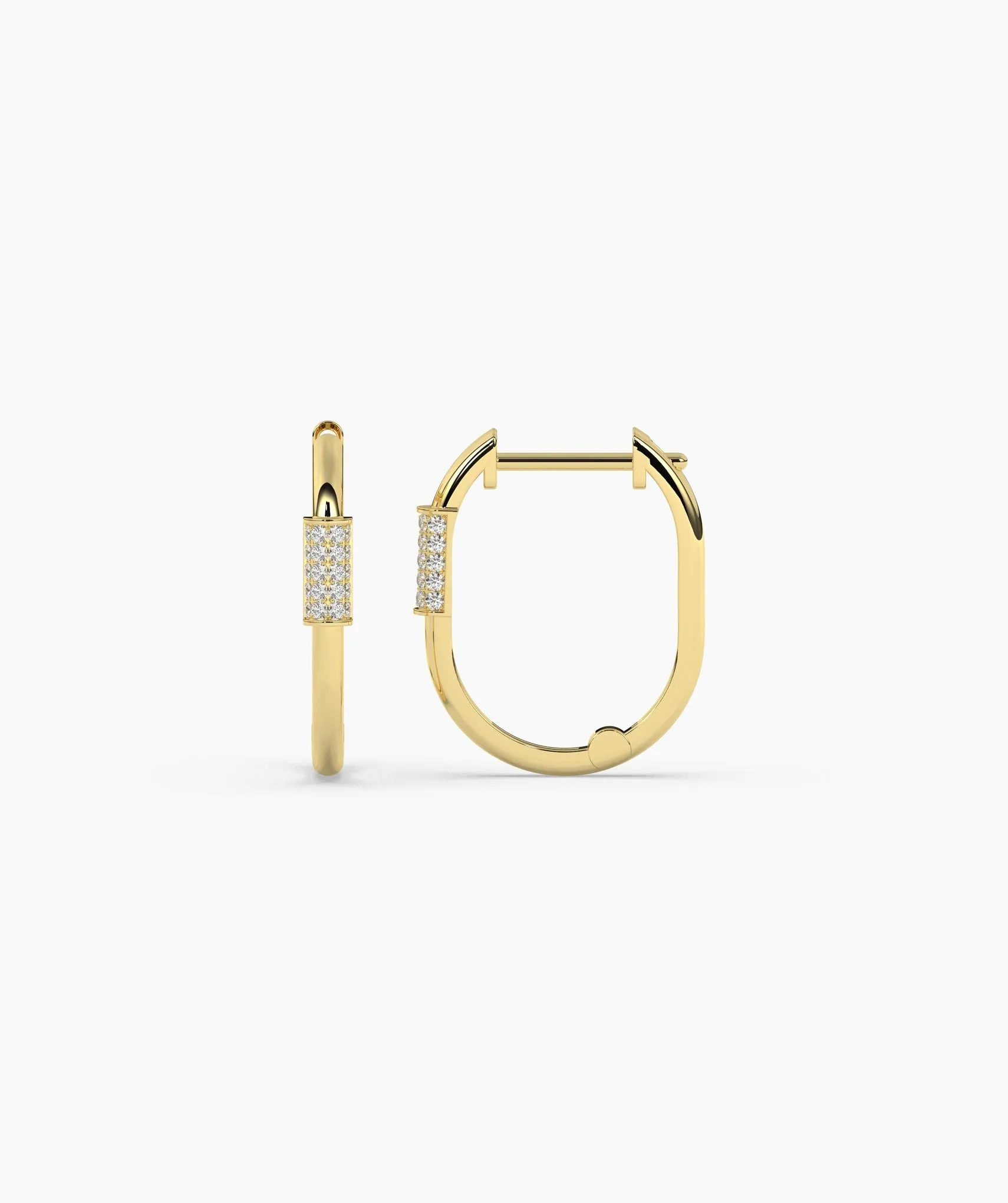 Diamond-Accented Gold Hoops