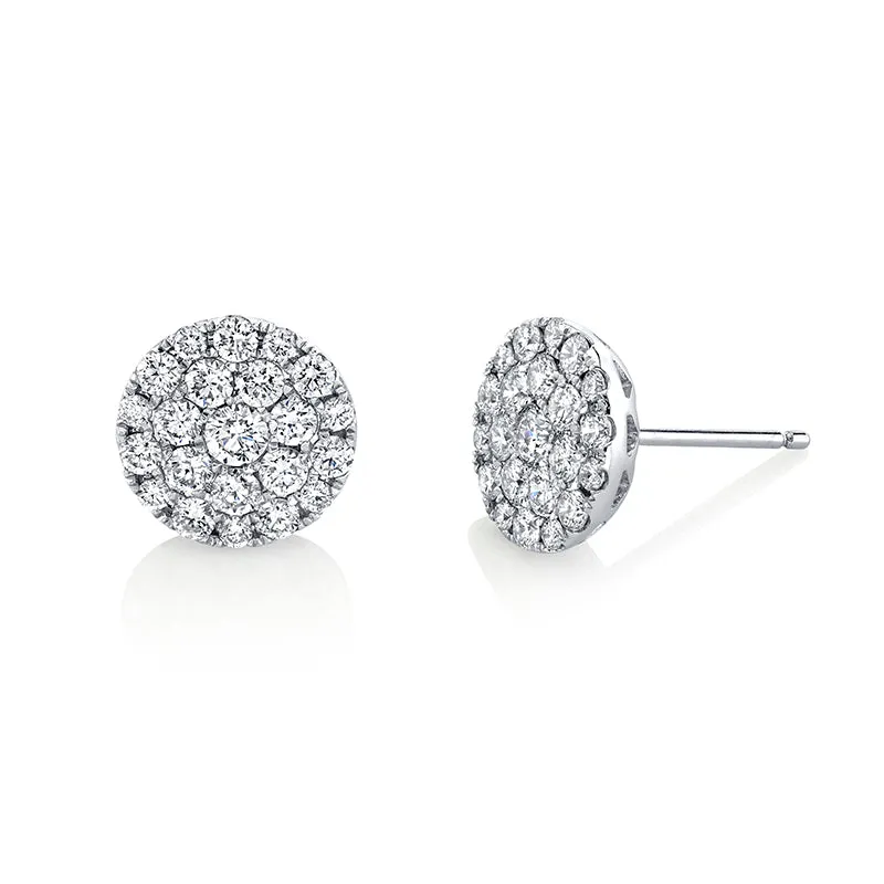 Diamond Button Earrings