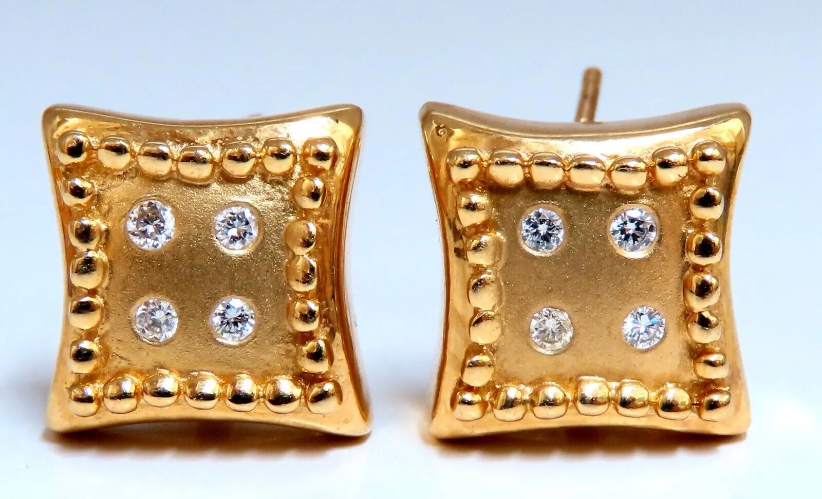 Diamond Dice Square Earrings .25ct 14kt Omega Clip
