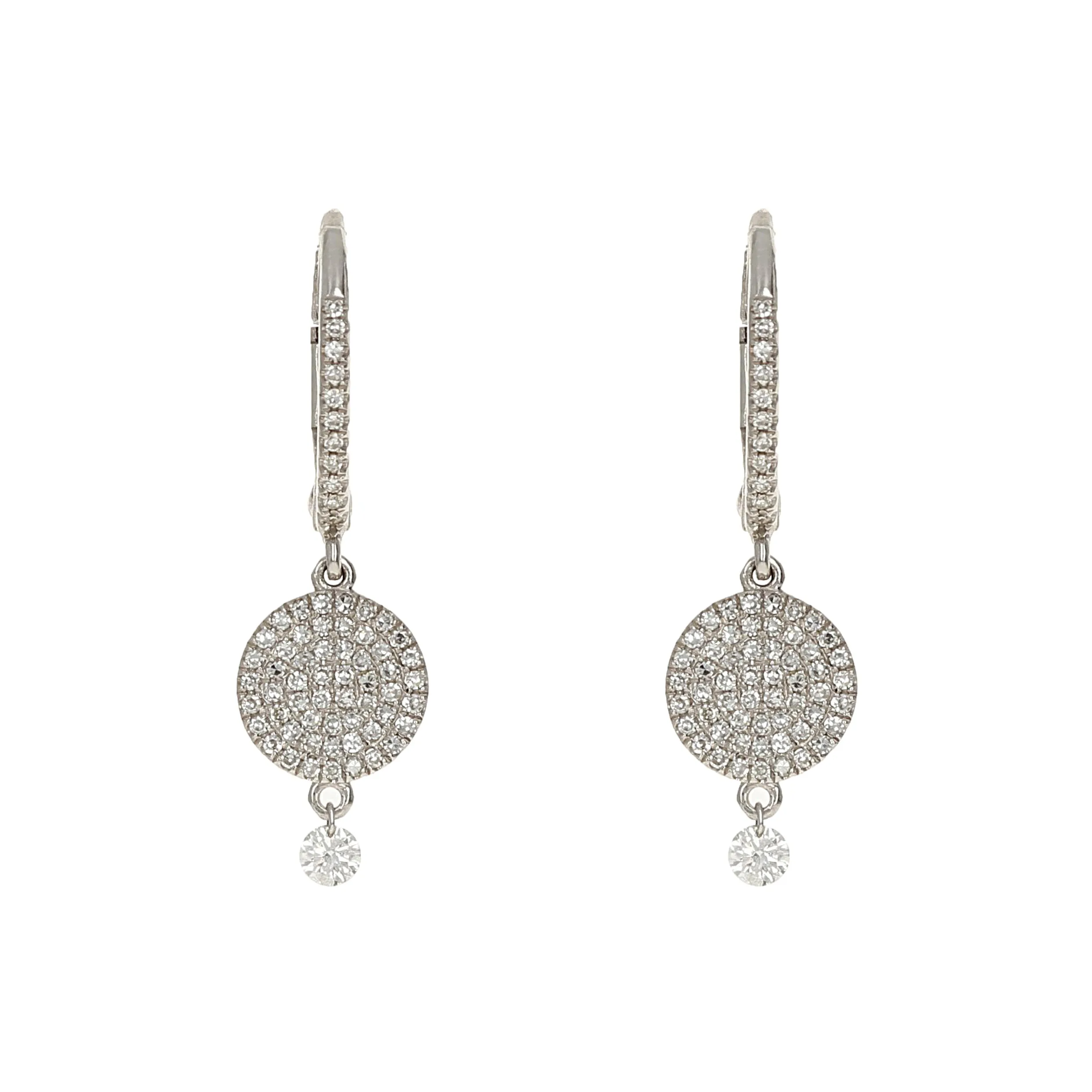 Diamond Disc & Charm Drop Earrings
