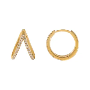 Diamond Double Hoop Huggie Earring 14K