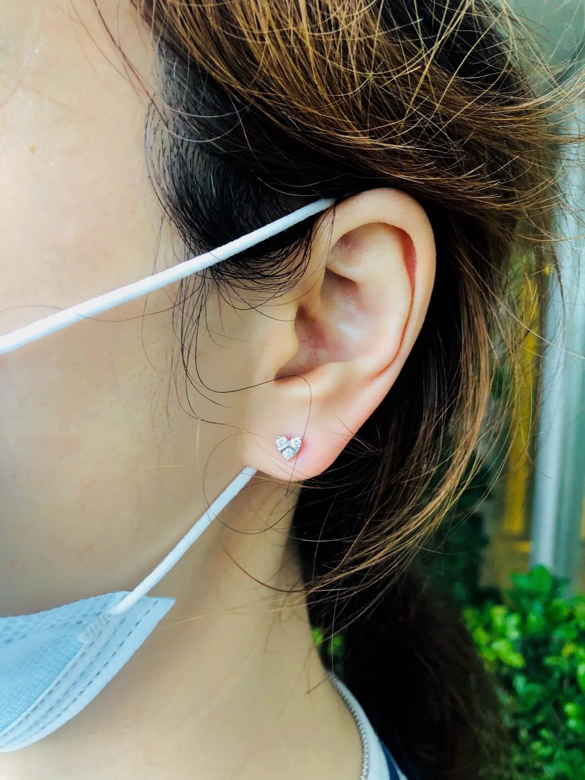 Diamond Heart Stud Earrings