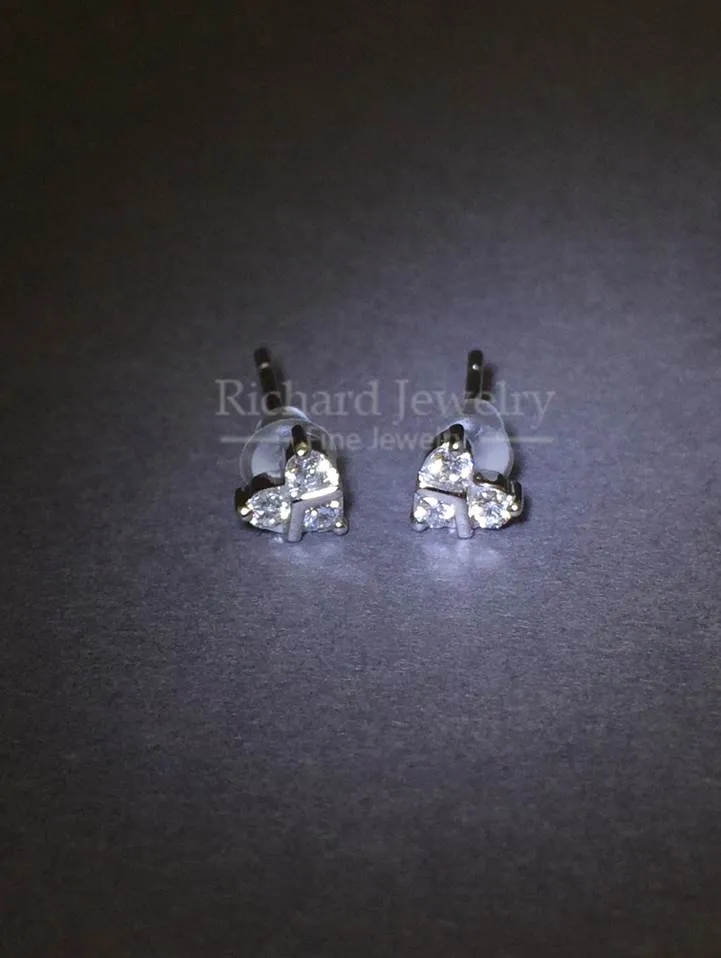 Diamond Heart Stud Earrings