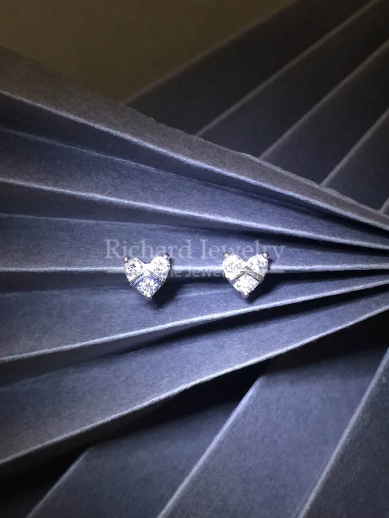 Diamond Heart Stud Earrings