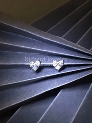 Diamond Heart Stud Earrings