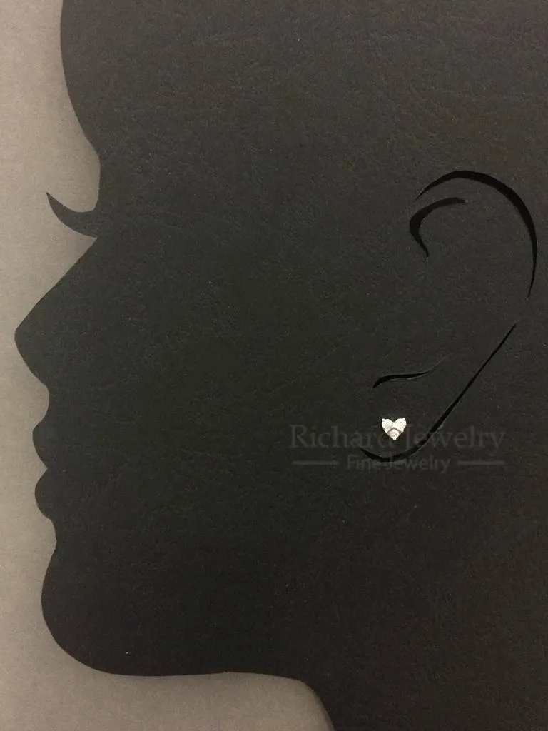 Diamond Heart Stud Earrings