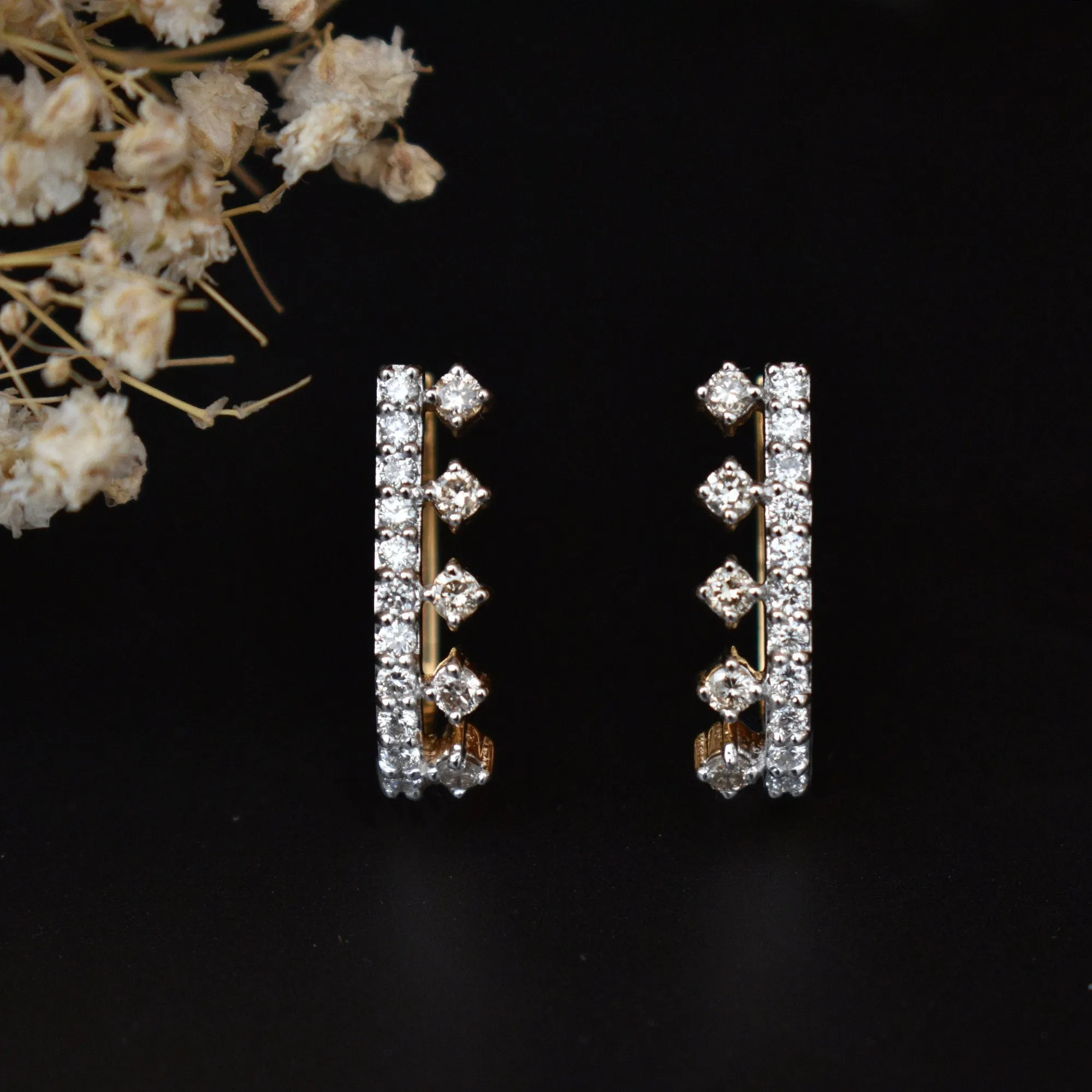 Diamond Hoop Wrap Earrings Everyday Huggie Earrings