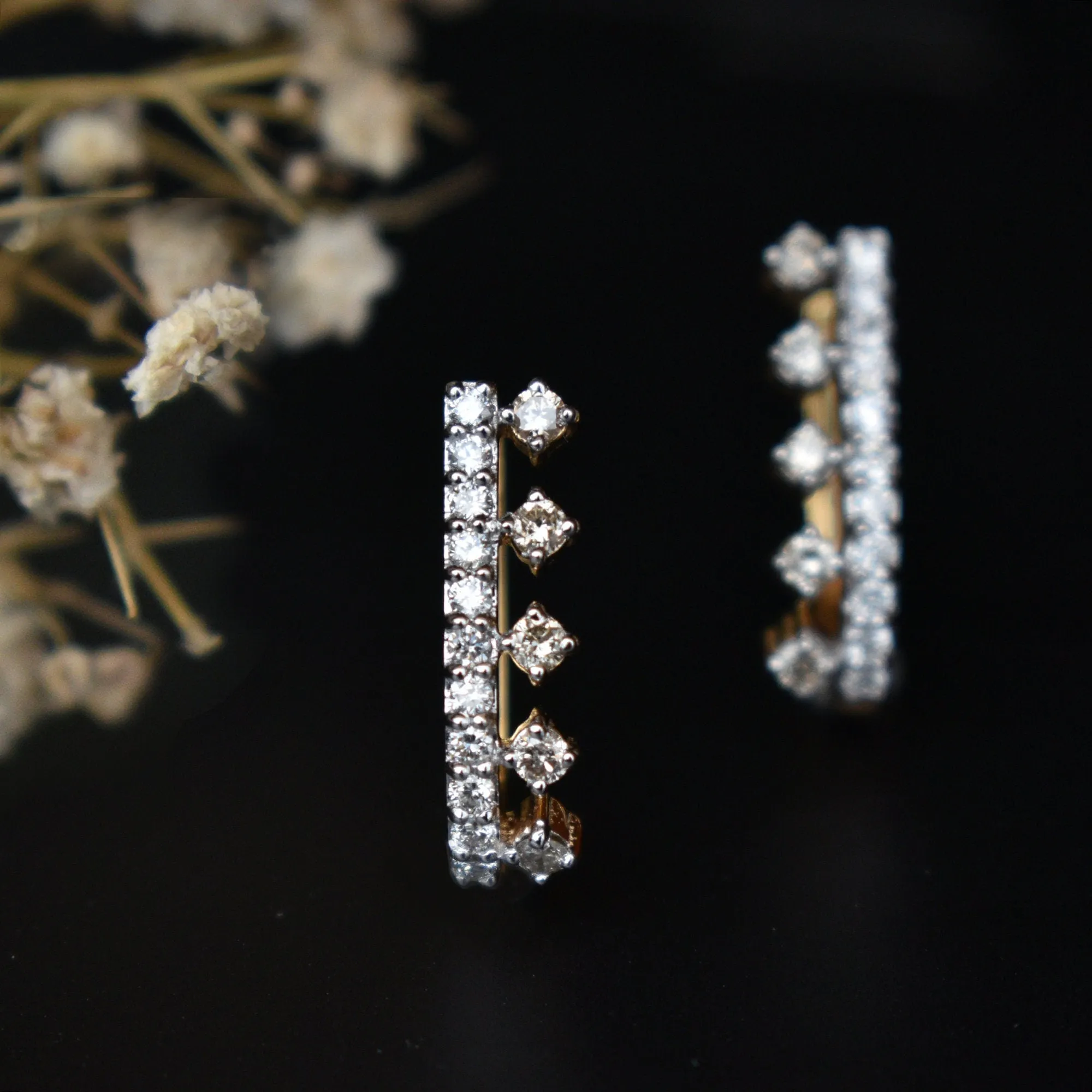 Diamond Hoop Wrap Earrings Everyday Huggie Earrings