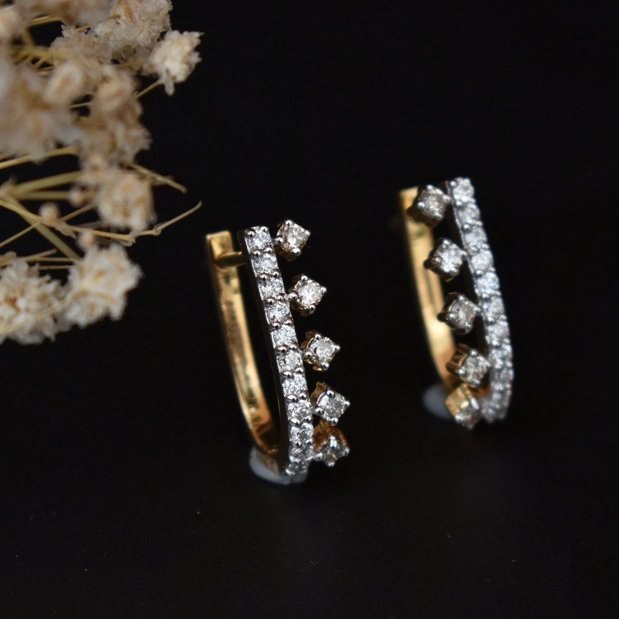 Diamond Hoop Wrap Earrings Everyday Huggie Earrings