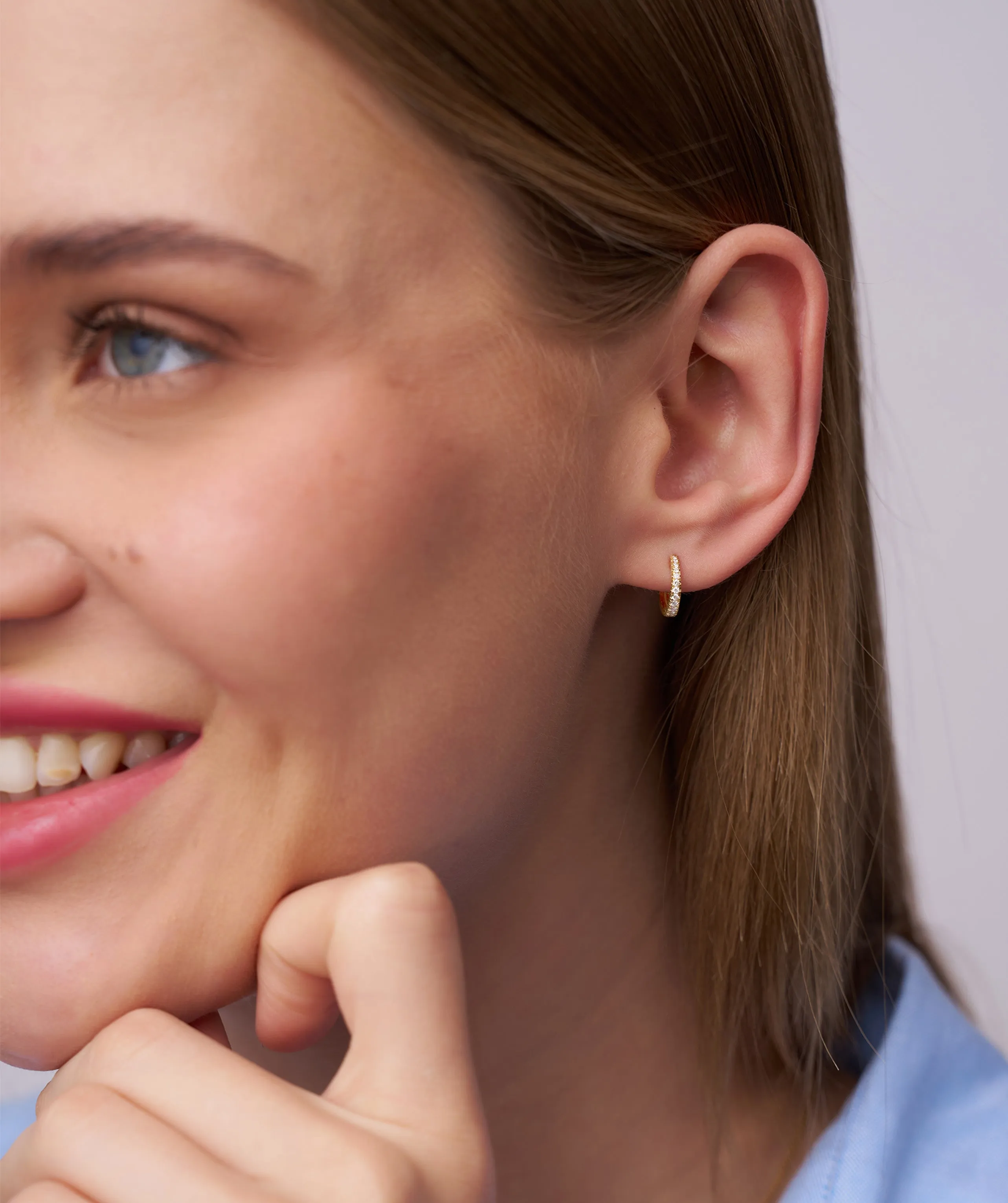 Diamond Huggie Hoop Earrings