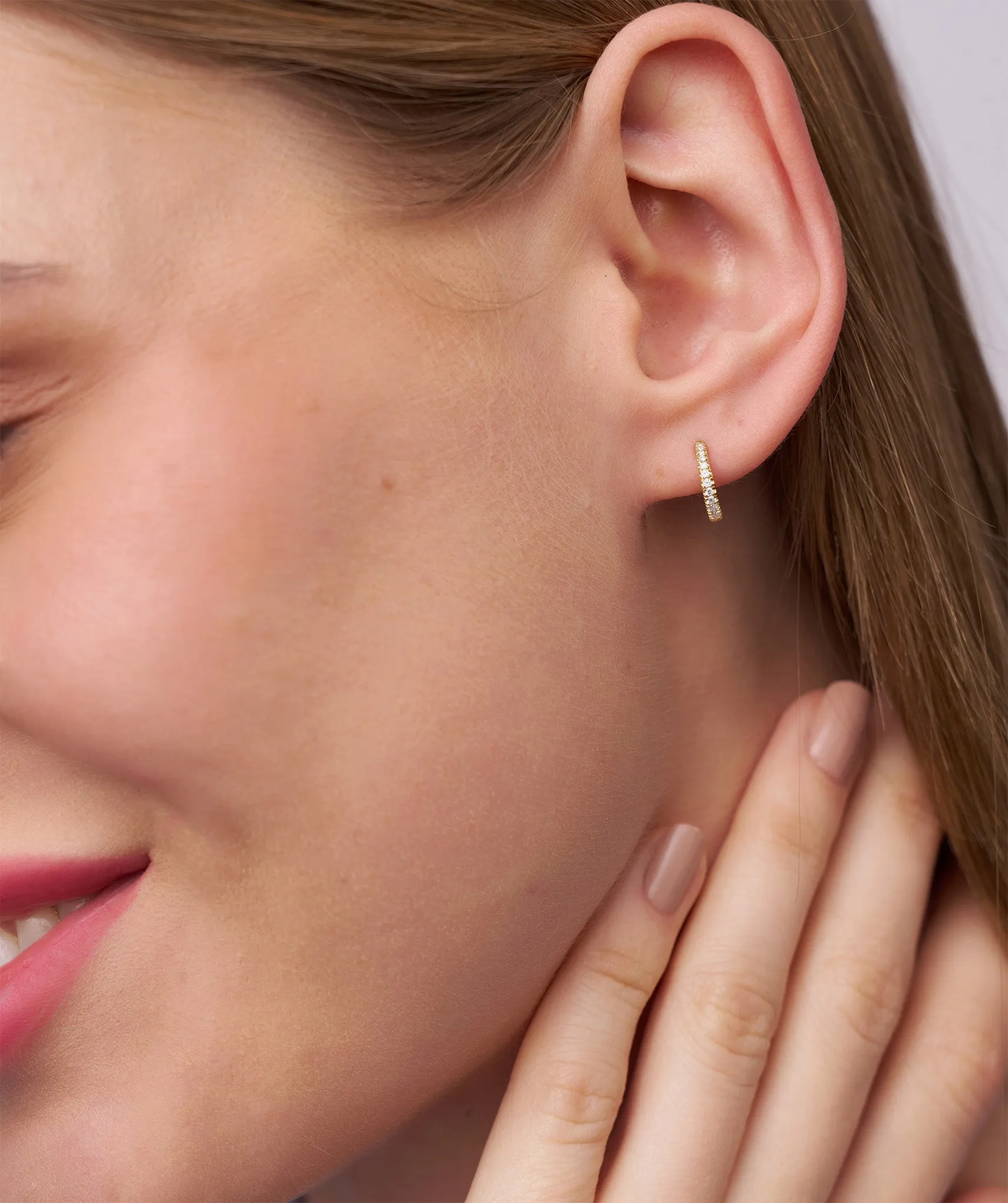 Diamond Huggie Hoop Earrings