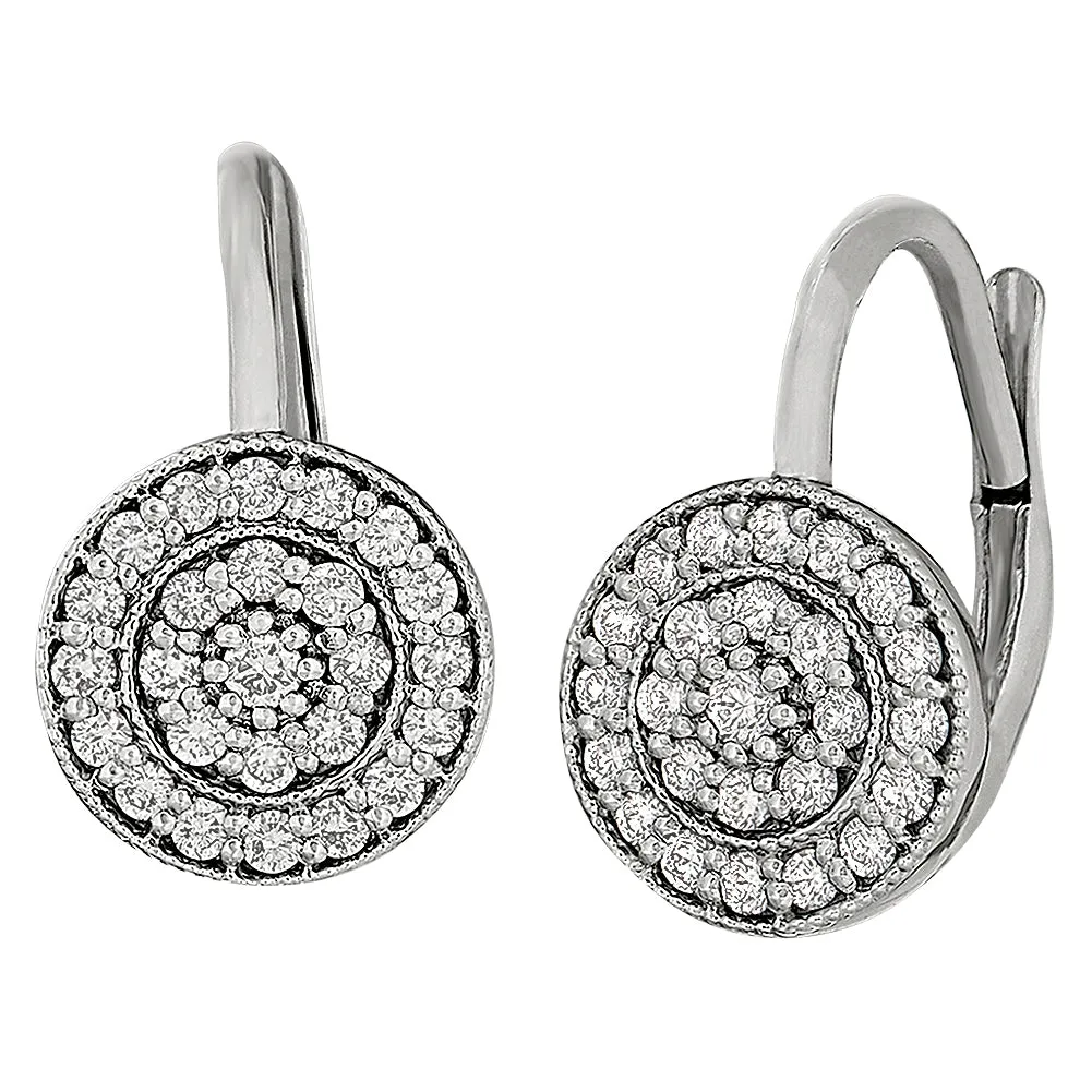 Diamond Mandala Gold Lever Back Earring