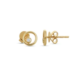 Diamond Open Circle Stud Earrings