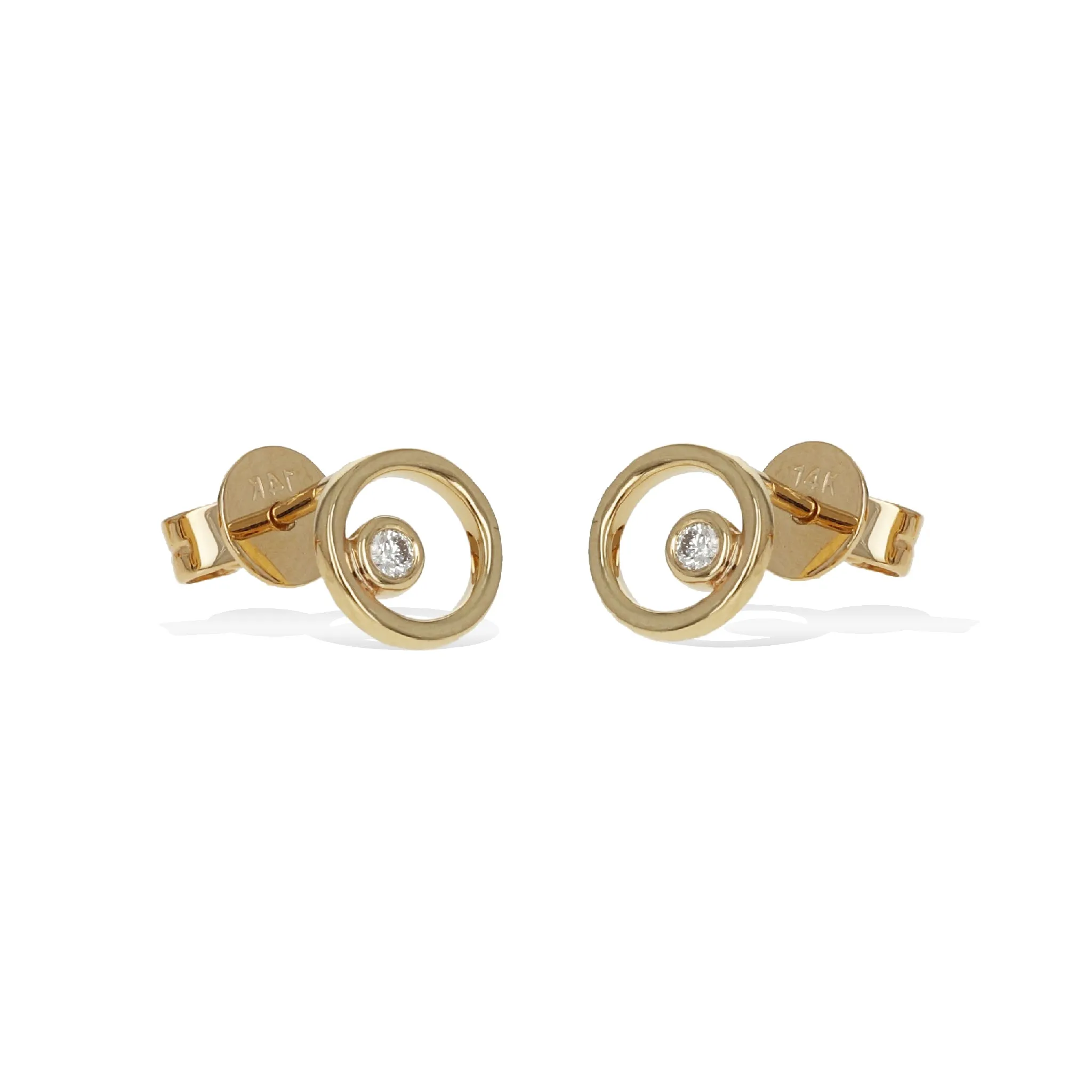 Diamond Open Circle Stud Earrings