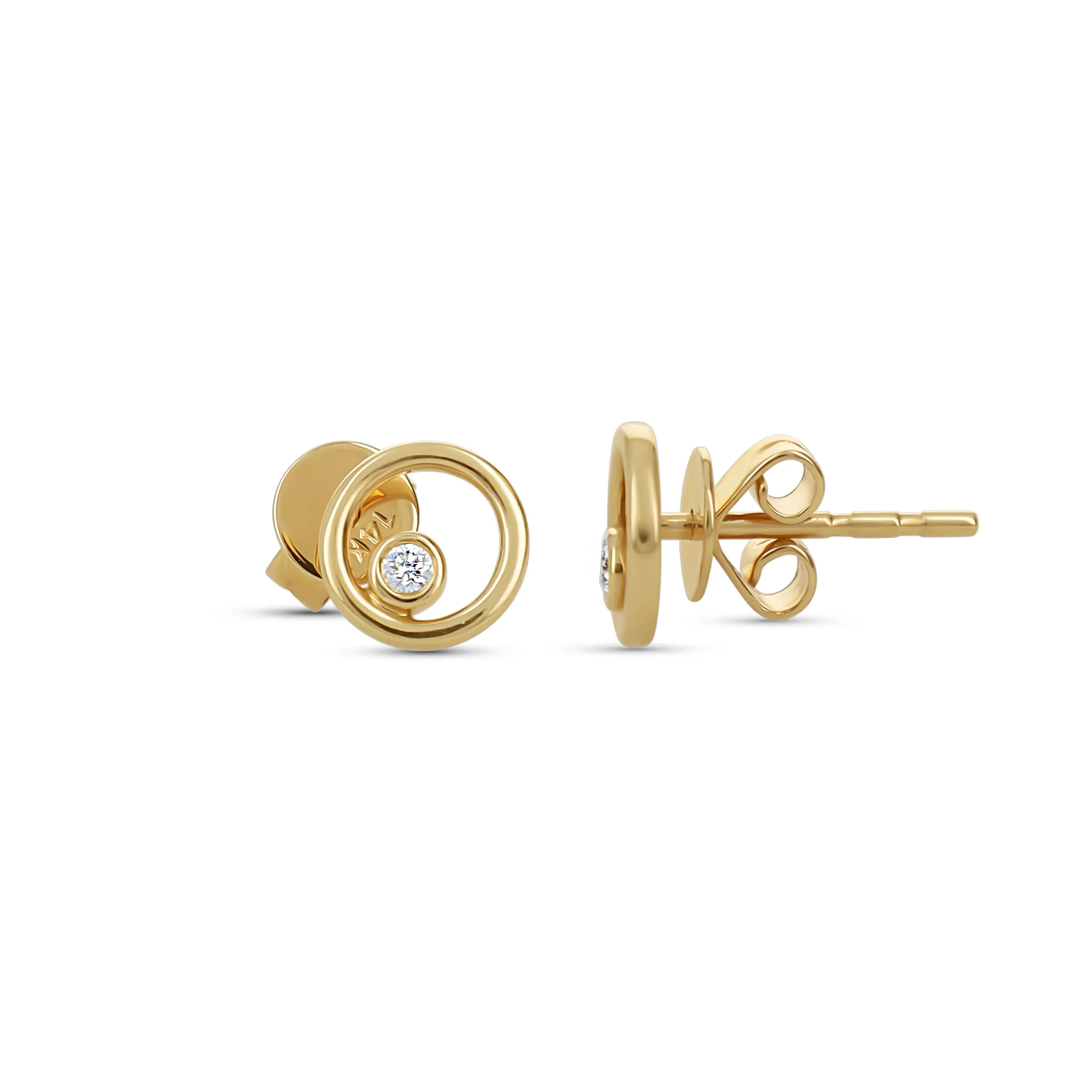 Diamond Open Circle Stud Earrings