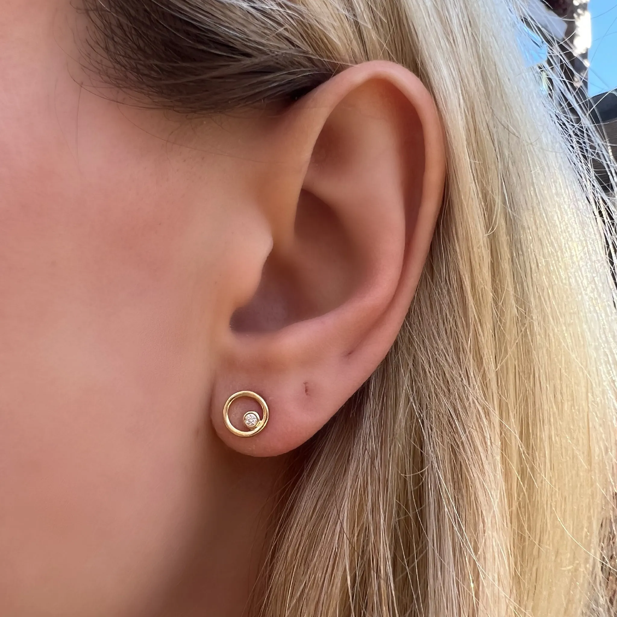 Diamond Open Circle Stud Earrings