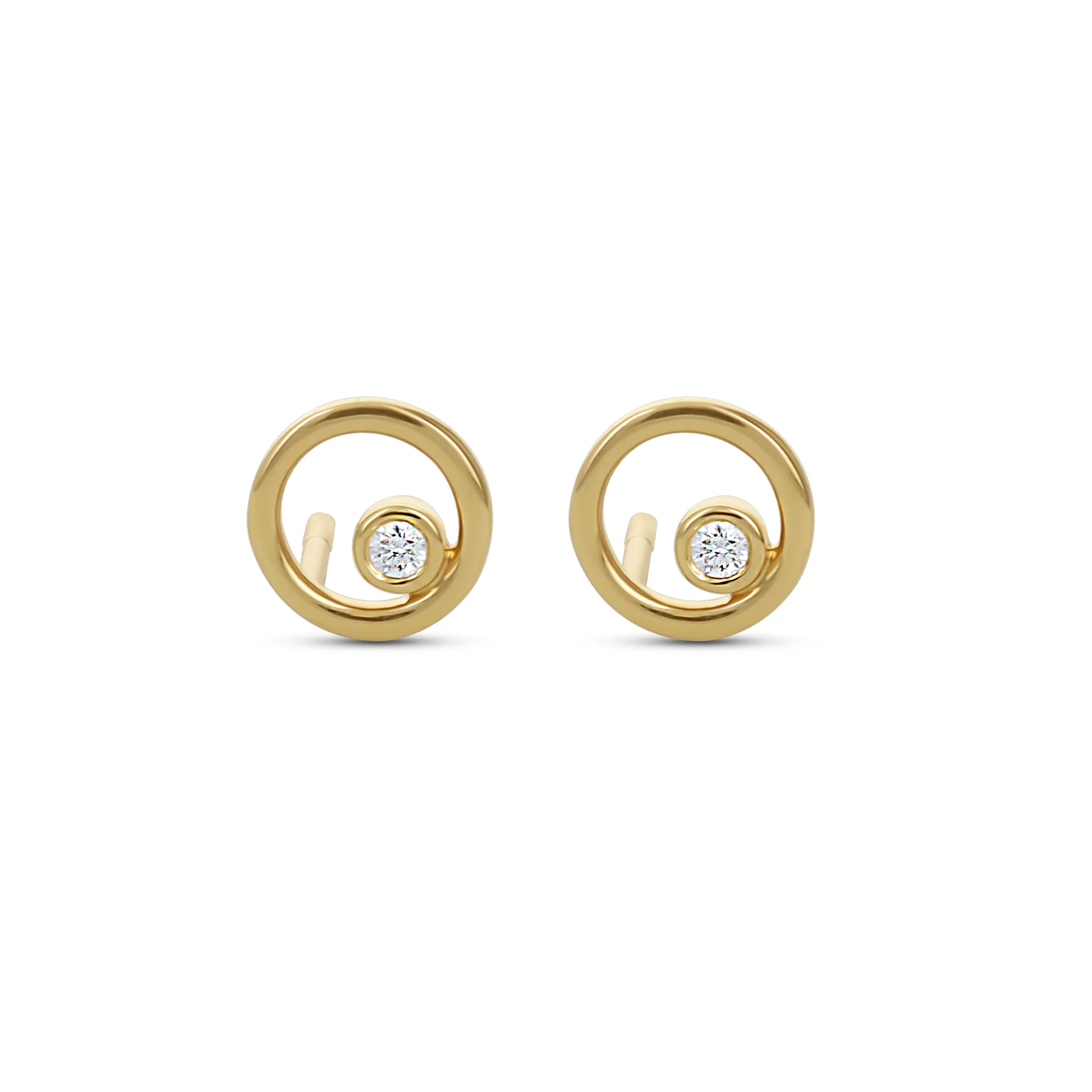 Diamond Open Circle Stud Earrings