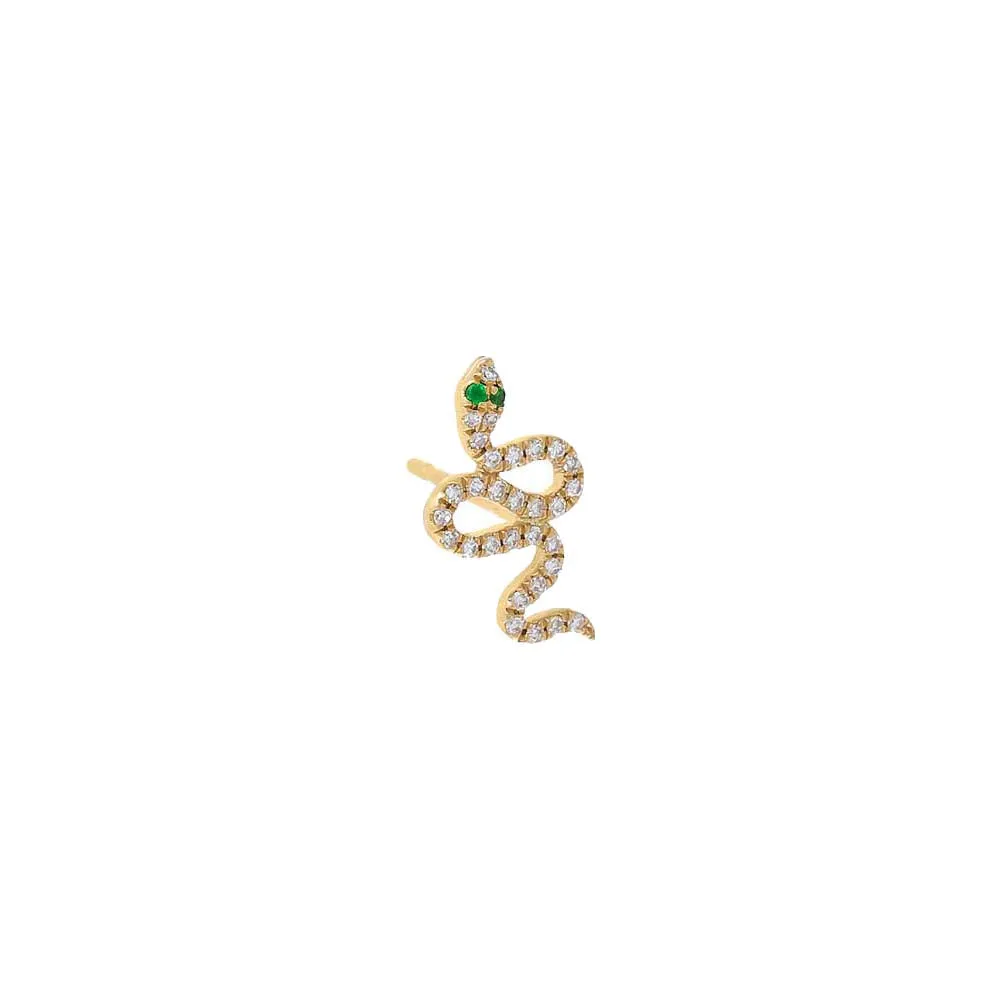 Diamond Pavé Snake Stud Earring 14K