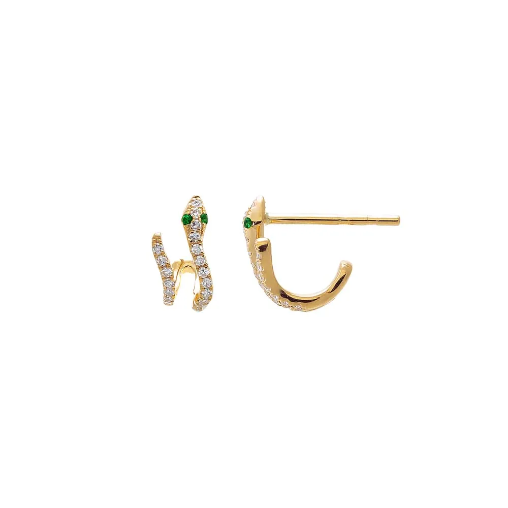 Diamond Pave Snake Cage Stud Earring 14K