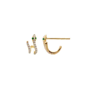Diamond Pave Snake Cage Stud Earring 14K