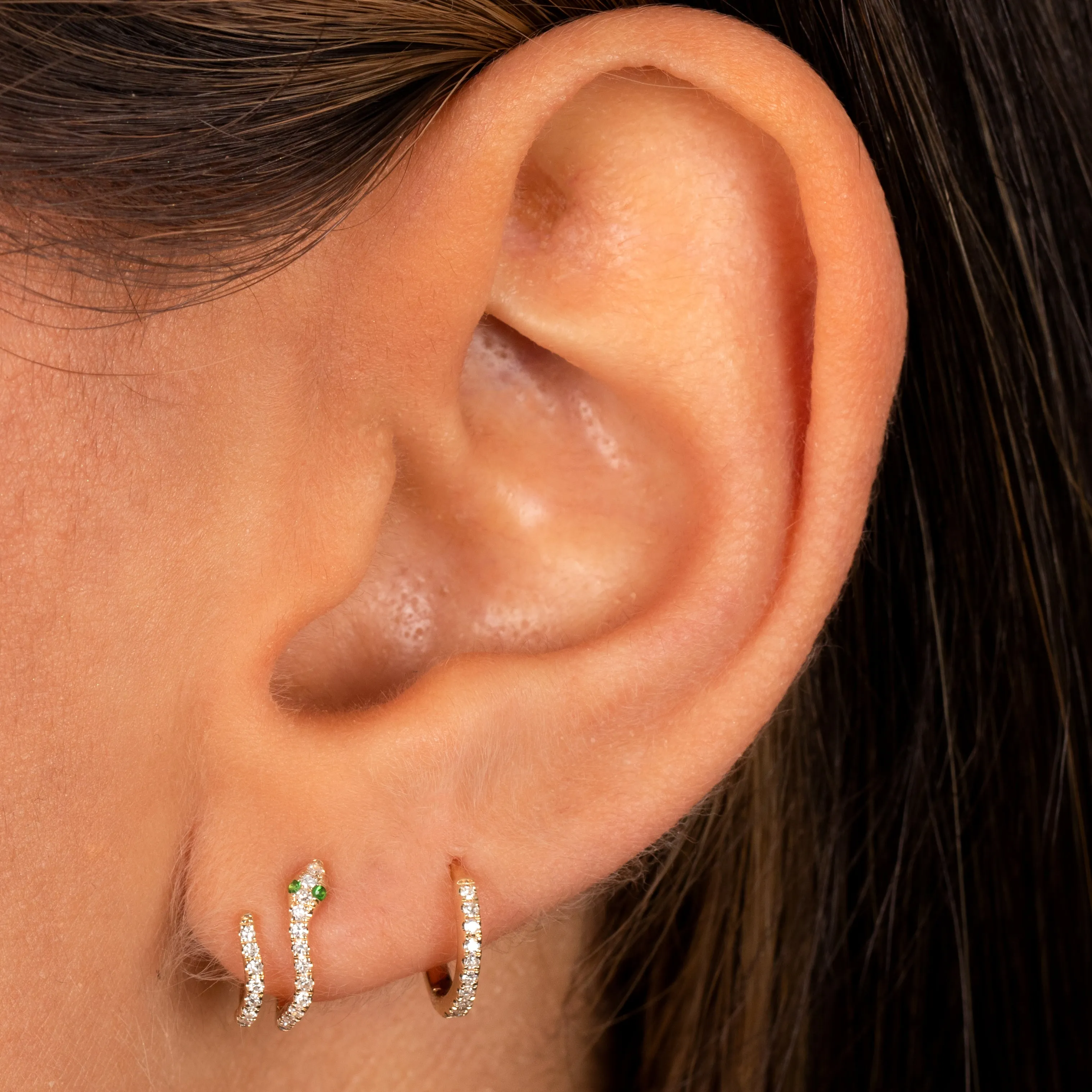 Diamond Pave Snake Cage Stud Earring 14K