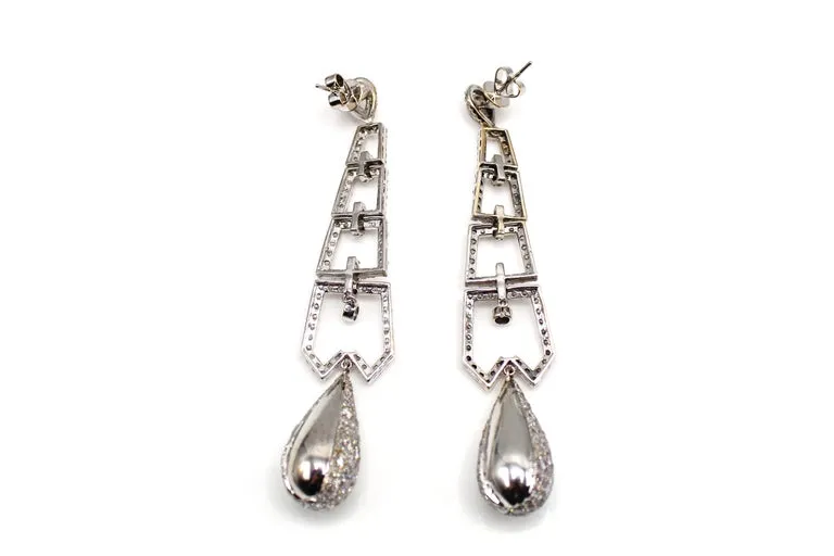 Diamond Platinum Dangling Earrings