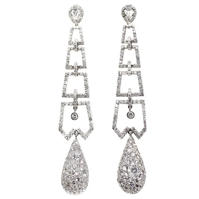 Diamond Platinum Dangling Earrings