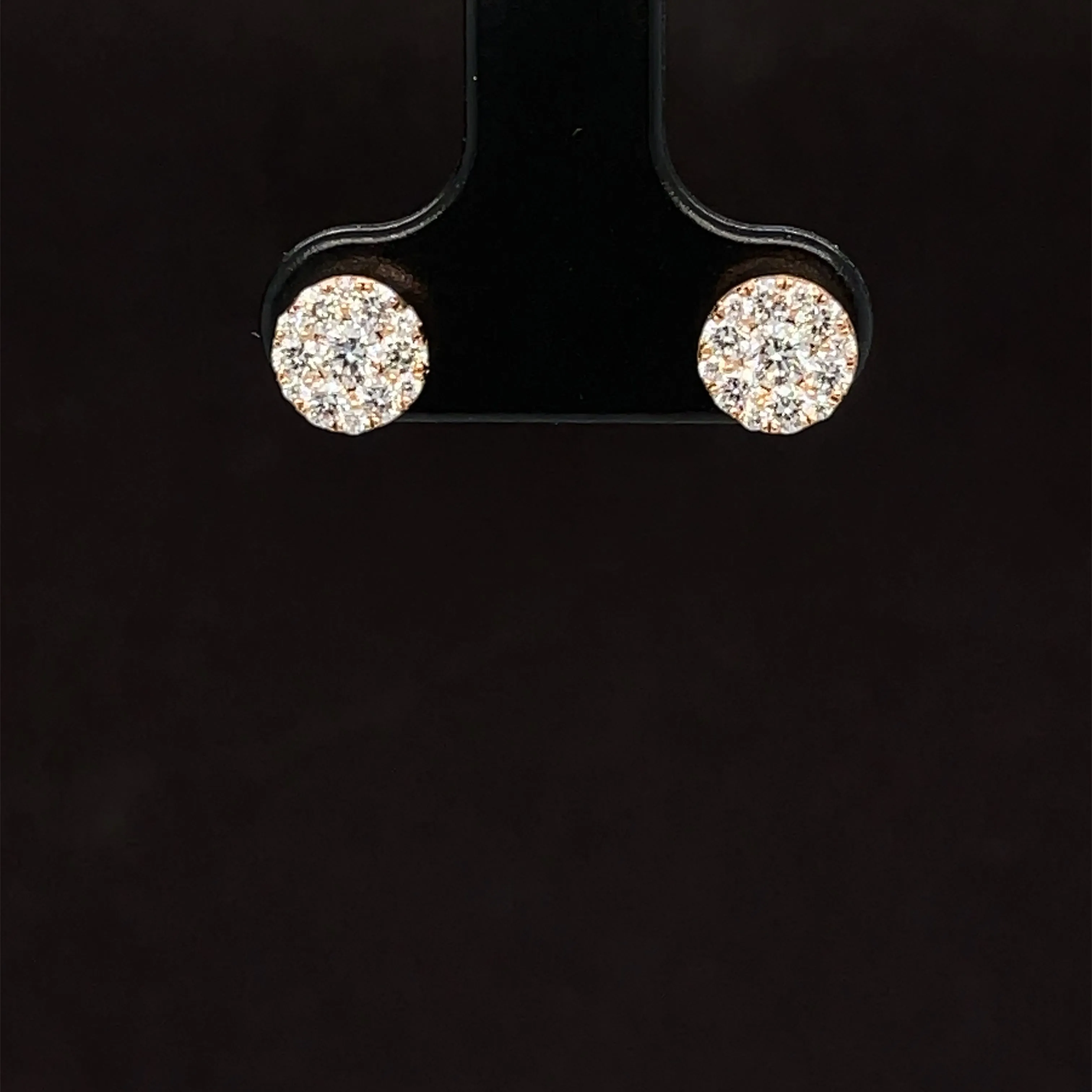 Diamond Round Brilliant Cluster Stud Earrings in 18k Rose Gold - #597- ERDIA356870